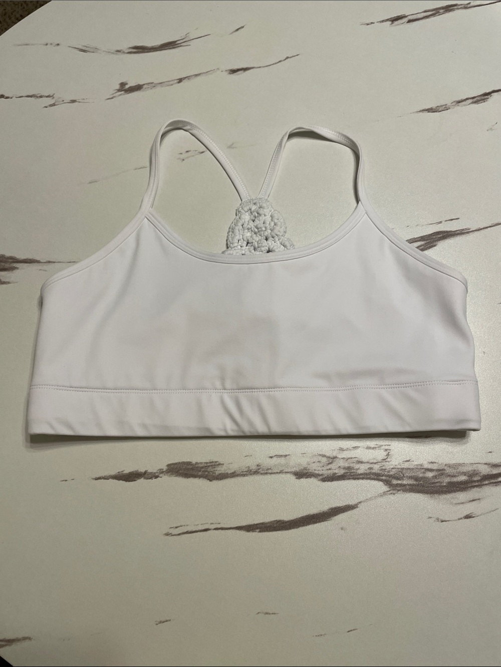 Carbon38 White Crochet-Back Sports Bralette Sz M